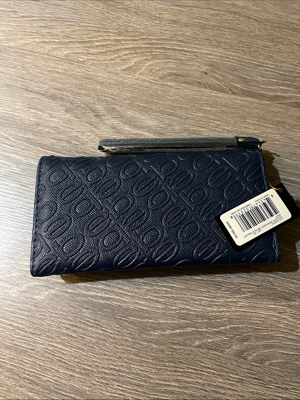 Bebe Navy Embossed Clutch Wallet with Gold Logo NWT - Picture 2 of 5